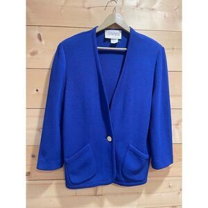 Vintage Castleberry London NY Cobalt Knit Jacket 16